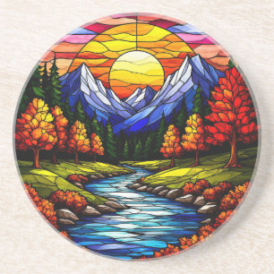 Stained Glass Landscape Coaster