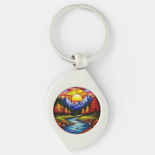 Stained Glass Landscape Key Ring