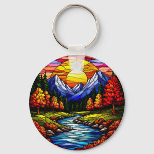 Stained Glass Landscape Key Ring