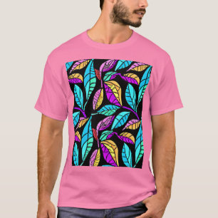 Stained Glass Leaves Design T-Shirt