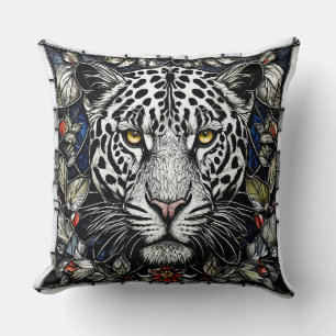 Stained glass leopard cushion