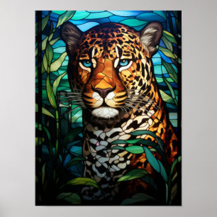 Stained Glass Leopard Jungle Cat Decor