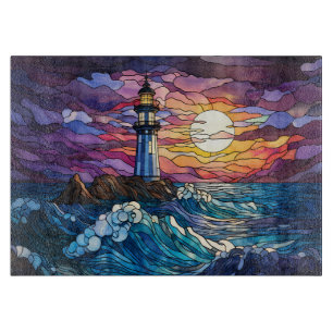 Stained Glass Lighthouse Cutting Board