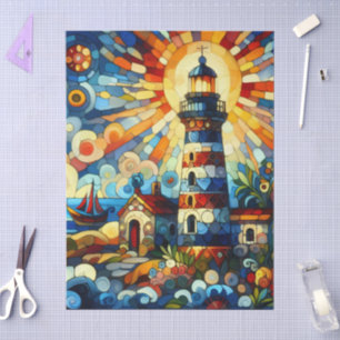 Stained-Glass Lighthouse Nautical Decoupage Tissue Paper