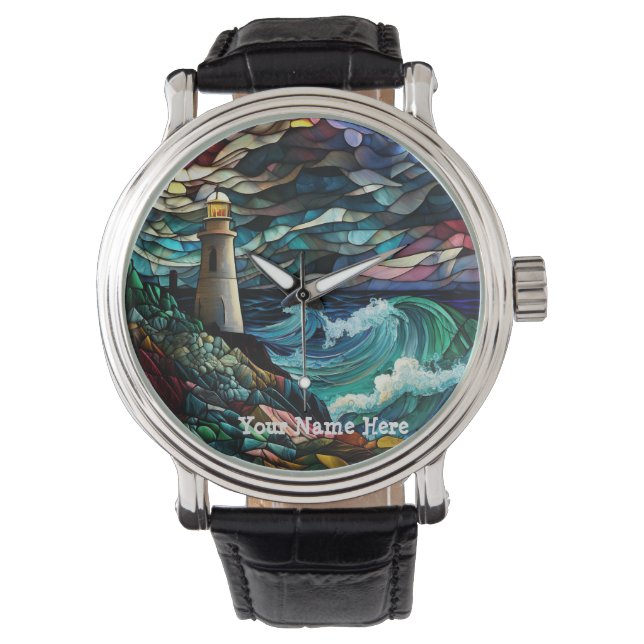 Stained Glass Lighthouse Watch (Front)