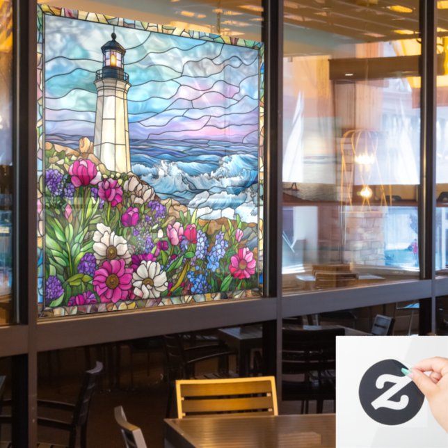 Stained Glass Lighthouse Window Cling (Restaurant Window)