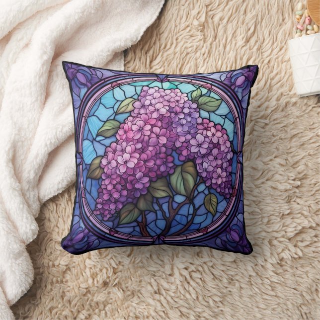 Stained Glass Lilac Blossoms Cushion (Blanket)