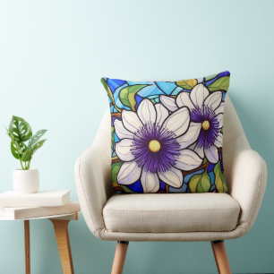 Stained glass lilikoi -passionfruit flower cushion