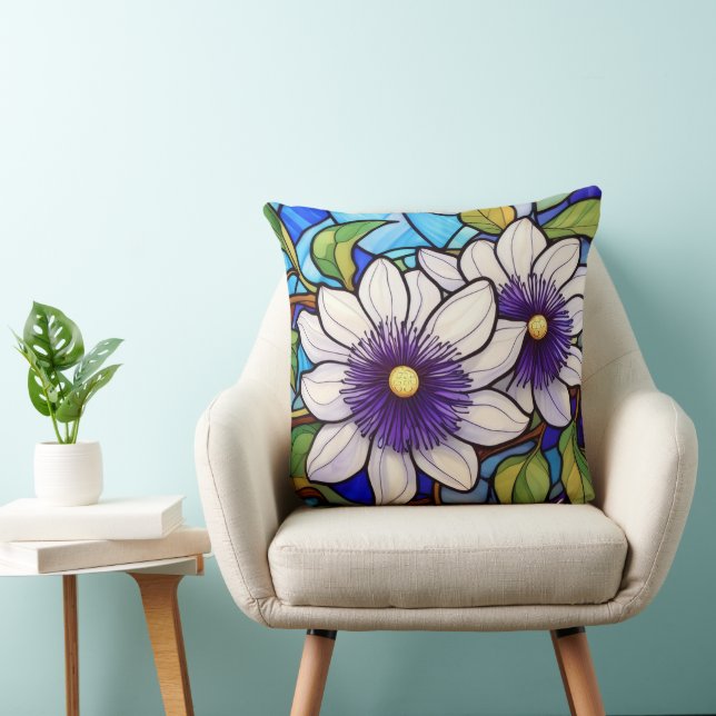 Stained glass lilikoi -passionfruit flower cushion (Chair)