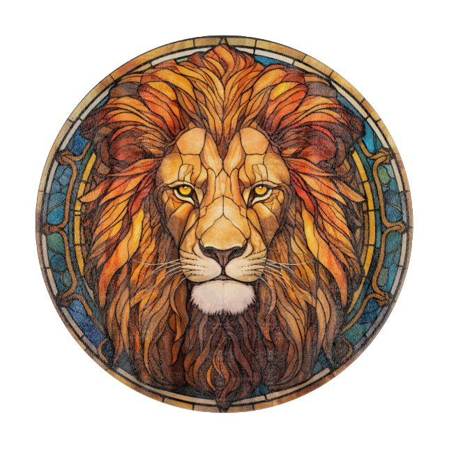 Stained Glass Lion Cutting Board (Front)