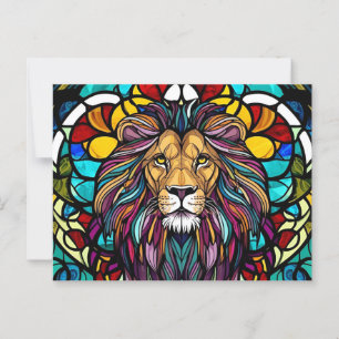 Stained Glass Lion Illustration Postcard