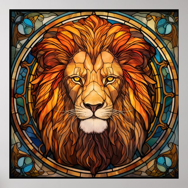 Stained Glass Lion Poster (Front)