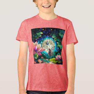 Stained Glass Little Fairy With Dragonfly Tri-Blend Shirt