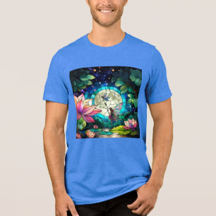 Stained Glass Little Fairy With Dragonfly Tri-Blend Shirt