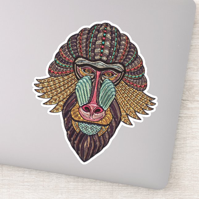 Stained glass look baboon animal african art (Detail)