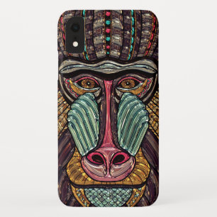 Stained glass look baboon animal african art iPhone XR case