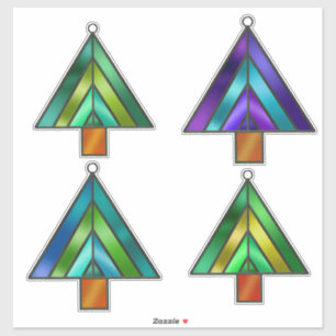 Stained Glass Look Christmas Trees Ornaments