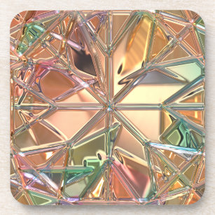 Stained glass look colorful abstract coaster