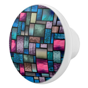 Stained Glass Look Colourful Abstract Ceramic Knob