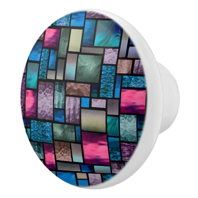 Stained Glass Look Colourful Abstract Ceramic Knob (Right)