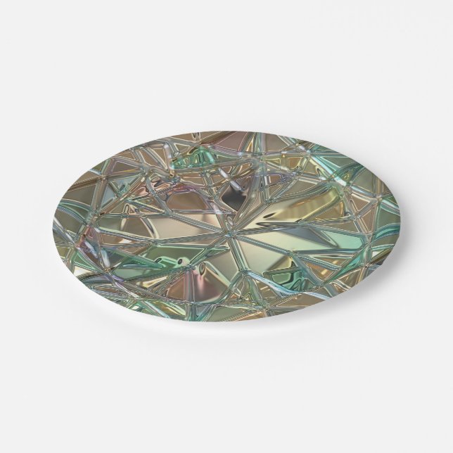 Stained glass look colourful abstract paper plate (Angled)