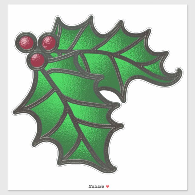 Stained Glass Look Holly and Berries (Sheet)