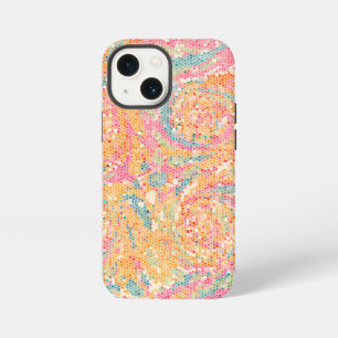 STAINED GLASS LOOK /PASTEL PEACH PINK BLUE COLORS iPhone 13 MINI CASE