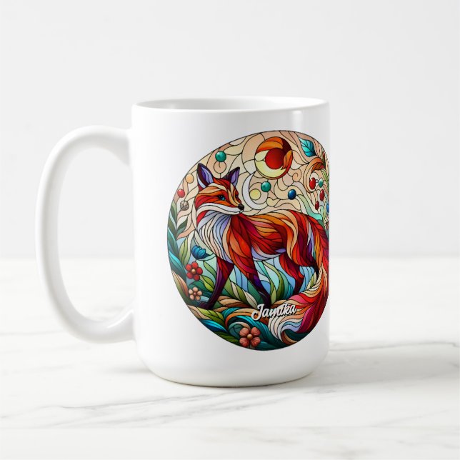 Stained Glass Look Red Fox Coffee Mug (Left)