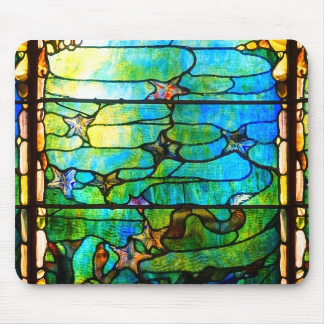 Stained glass look tiffany window starfish sea   mouse mat (Front)