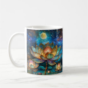 Stained Glass Lotus Blossoms in the Moonlight Coffee Mug
