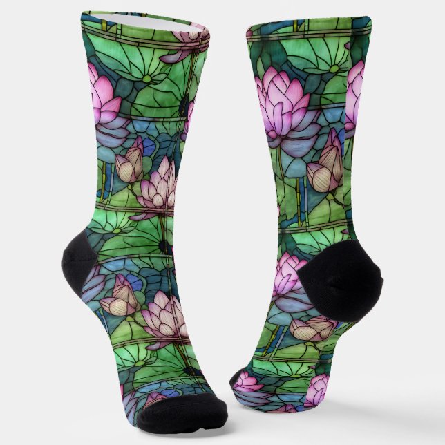 Stained Glass Lotus Crew Socks (Angled)