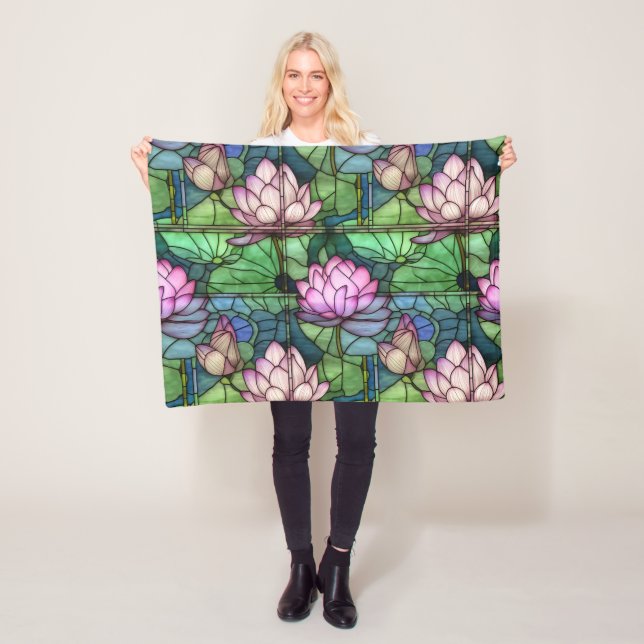 Stained Glass Lotus Fleece Blanket (In Situ)