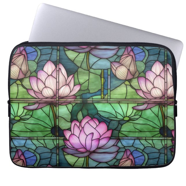 Stained Glass Lotus Laptop Sleeve (Front)