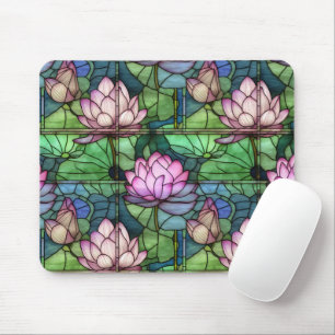 Stained Glass Lotus Mouse Pad