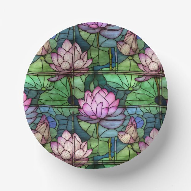 Stained Glass Lotus Paper Bowls Paper Plate (Front)