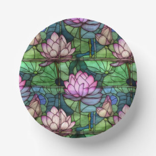 Stained Glass Lotus Paper Bowls Plate