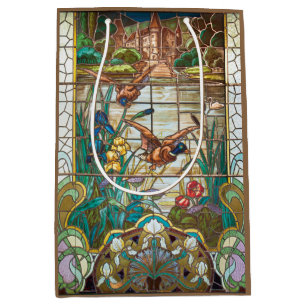 Stained glass mallard ducks medium gift bag