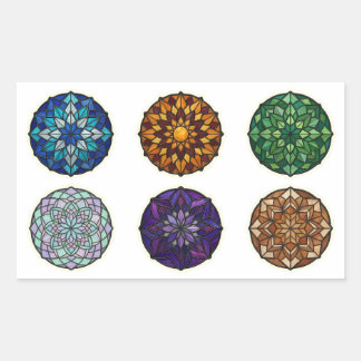 Stained Glass Mandala Ornaments Rectangular Sticker