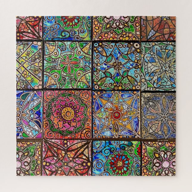 Stained Glass Mandala Patchwork Jigsaw Puzzle (Vertical)