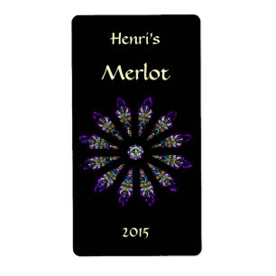 Stained Glass Mandala Red Wine Label