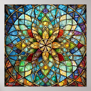 Stained glass mandala unframed poster
