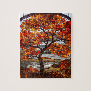 Stained Glass Maple Tree Jigsaw Puzzle