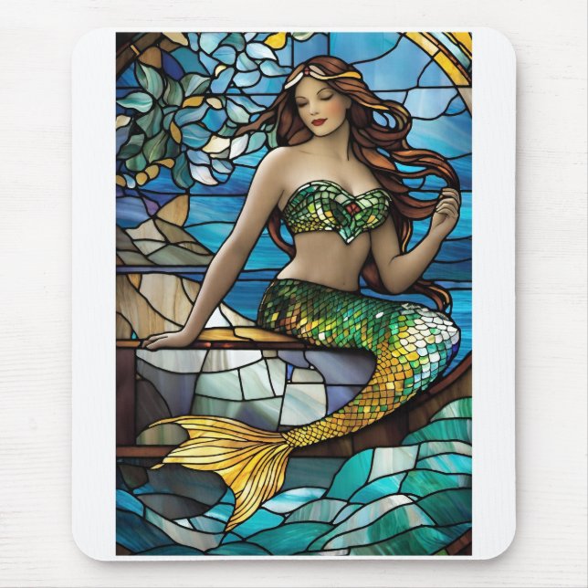 Stained glass mermaid  mouse mat (Front)