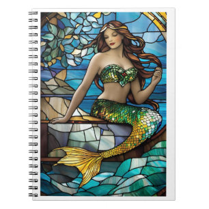 Stained glass mermaid notebook