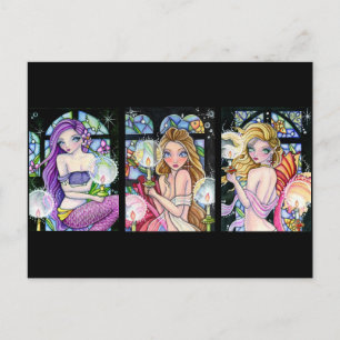 Stained Glass Mermaid Series - Postcard