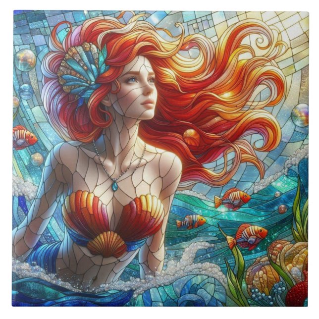 Stained Glass Mermaid Tile (Front)