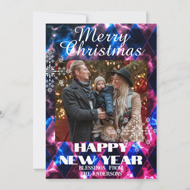 Stained Glass Misty  Photo Multicolors Holiday Card (Front)
