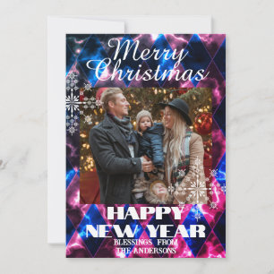 Stained Glass Misty Photo Multicolors Holiday Card