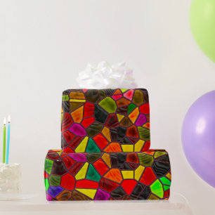 Stained Glass Moody Colors Wrapping Paper