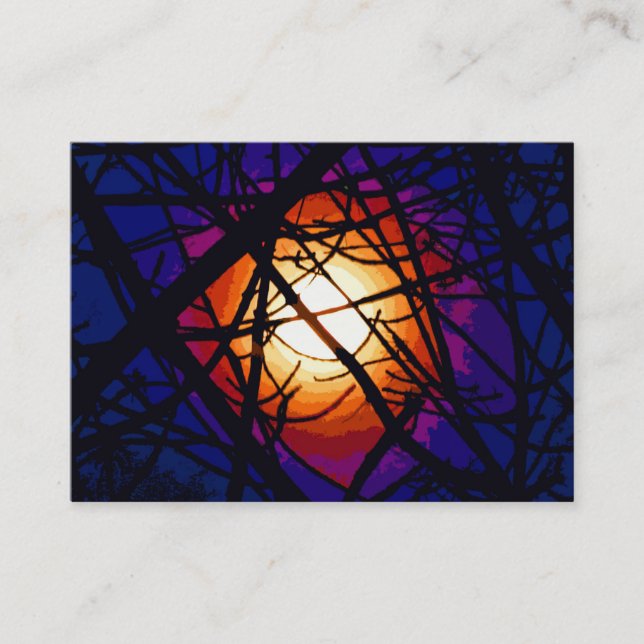 Stained Glass Moon Abstract ATC Business Card (Front)